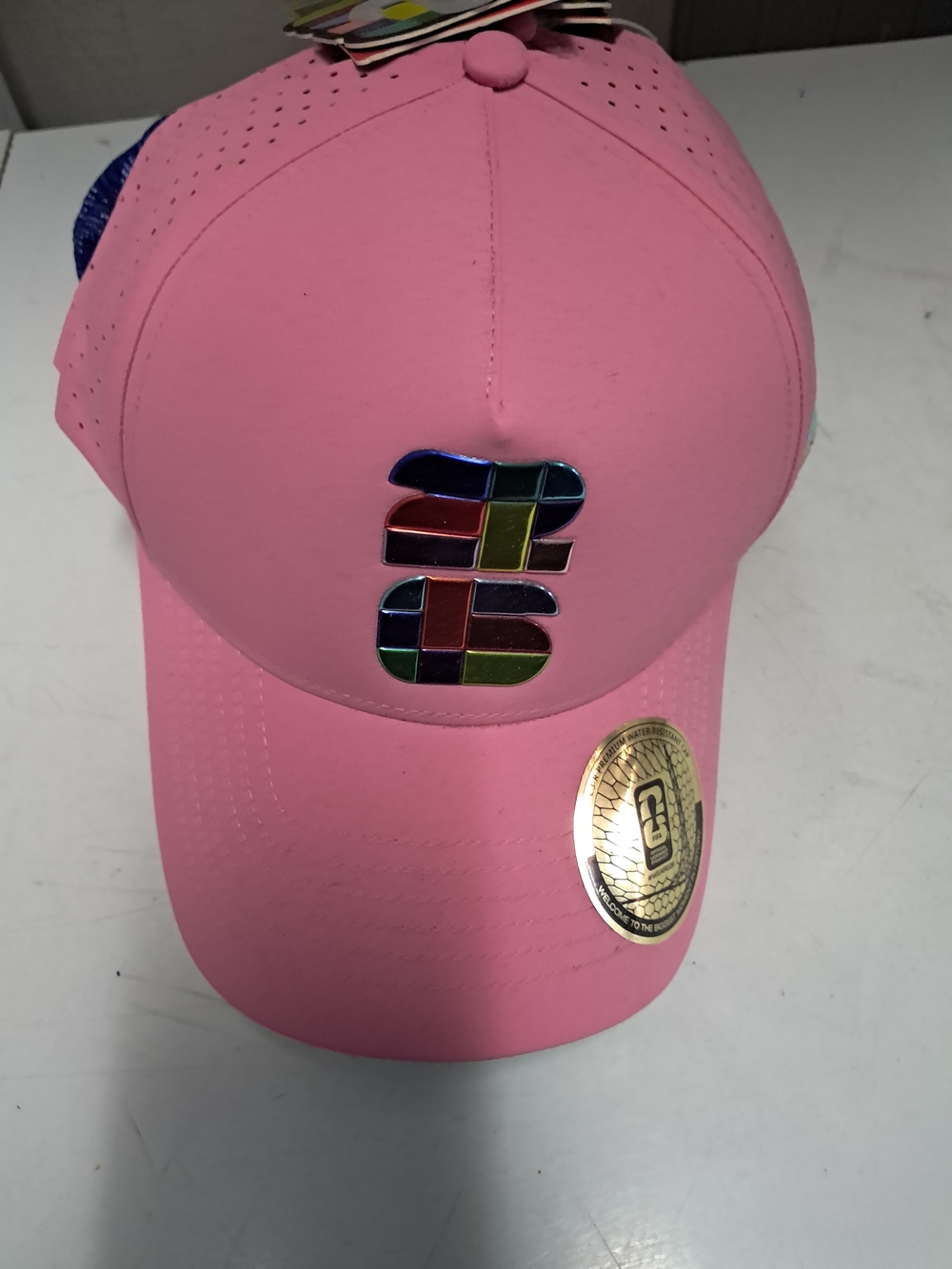 Pink Women's Baseball Cap with Multicolor Patch